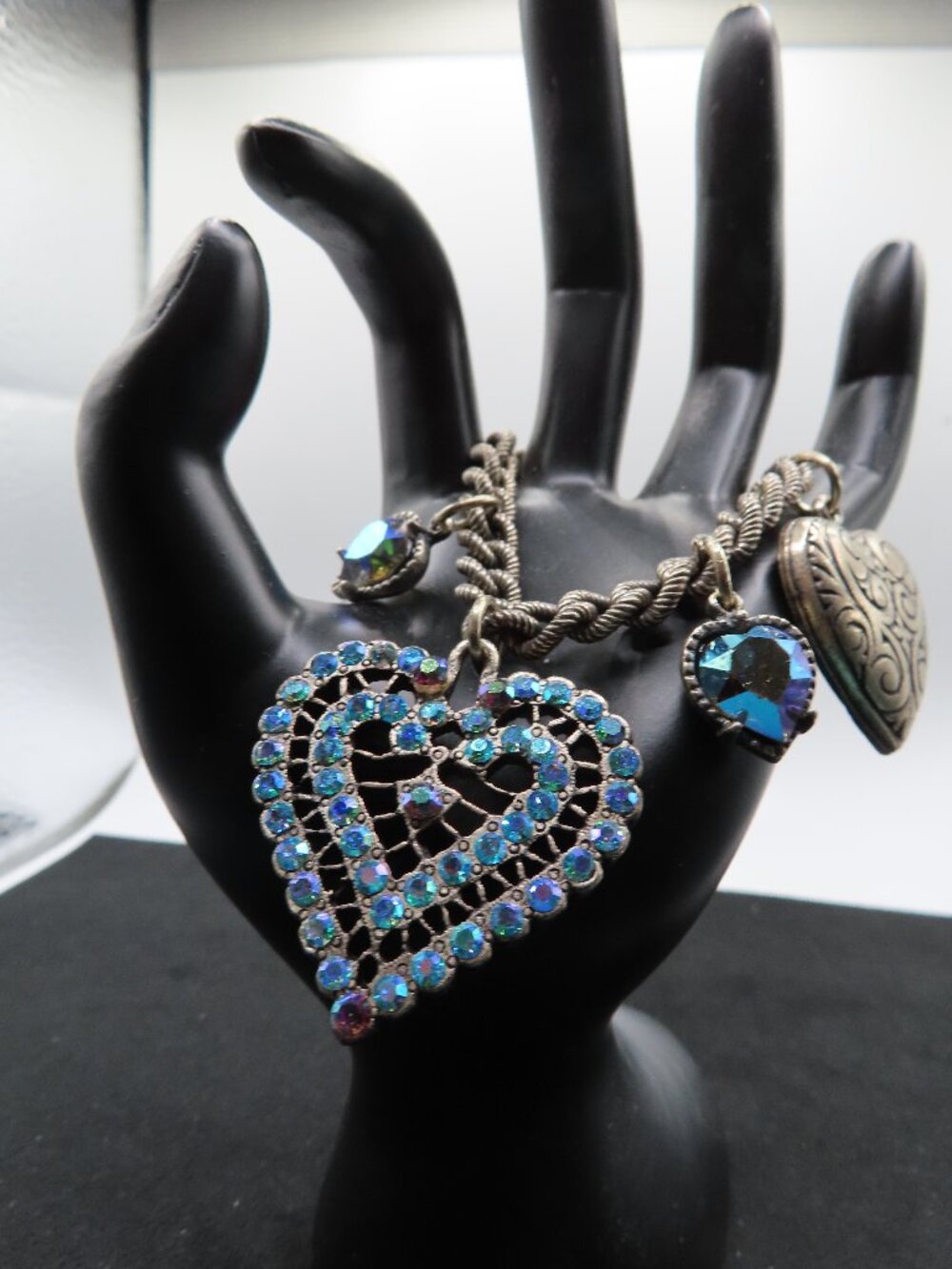 Banana Bob Rinestone Heart Charm Bracelet by Designer Ann Venditti
